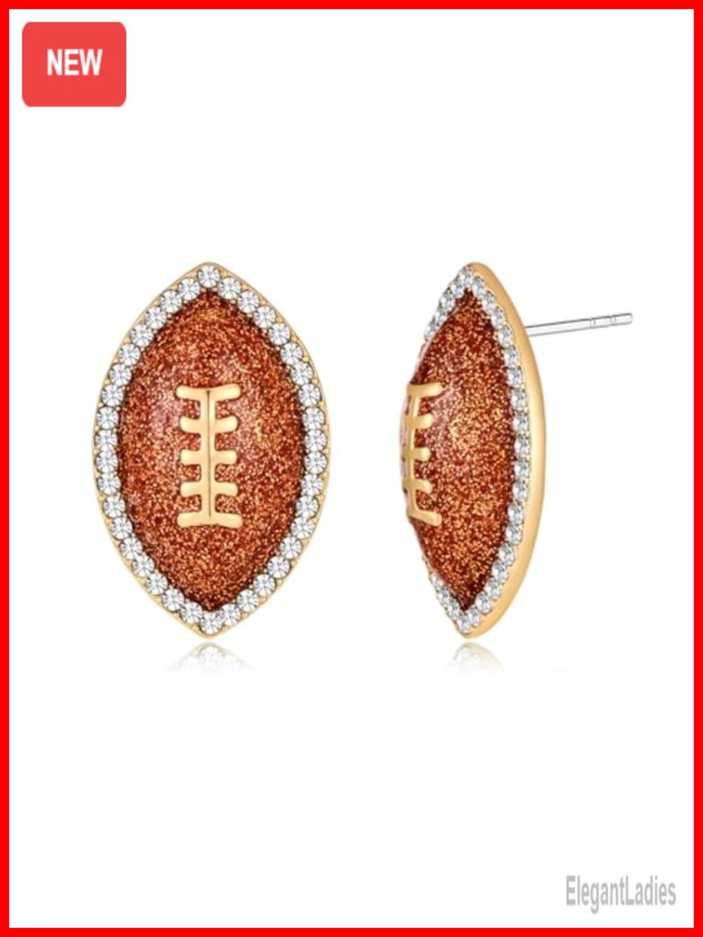 Football Stud Earrings 14K Gold Plated Hypoallergenic Team Fan Jewelry
